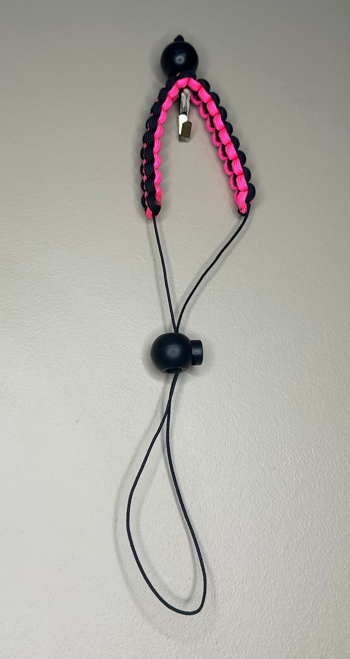 Thumb Button Release Strap-Hot Pink and Black